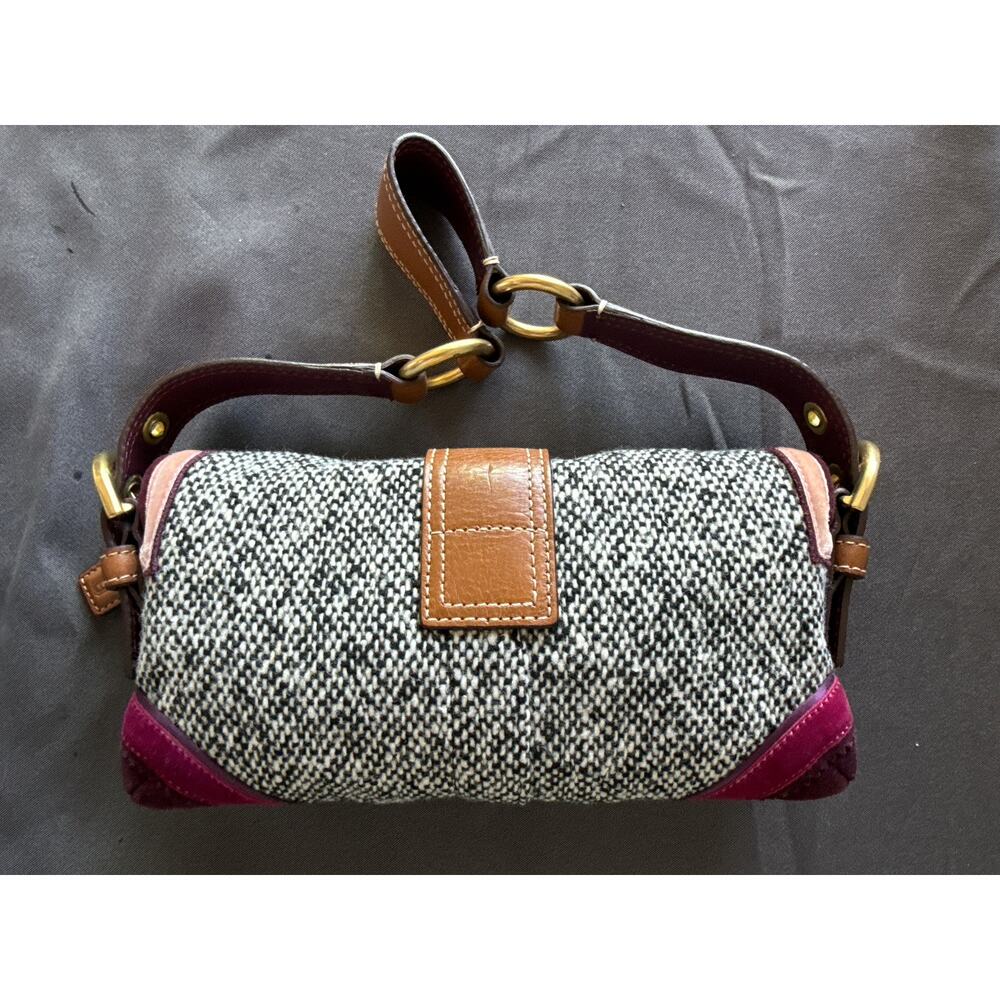 Coach Vintage Y2K Purple Tweed Suede Shoulder Bag 8F01 - Picture 4 of 11